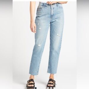 NEW Good American The Weekender High Waisted Raw Hem Indigo Jeans Size 10